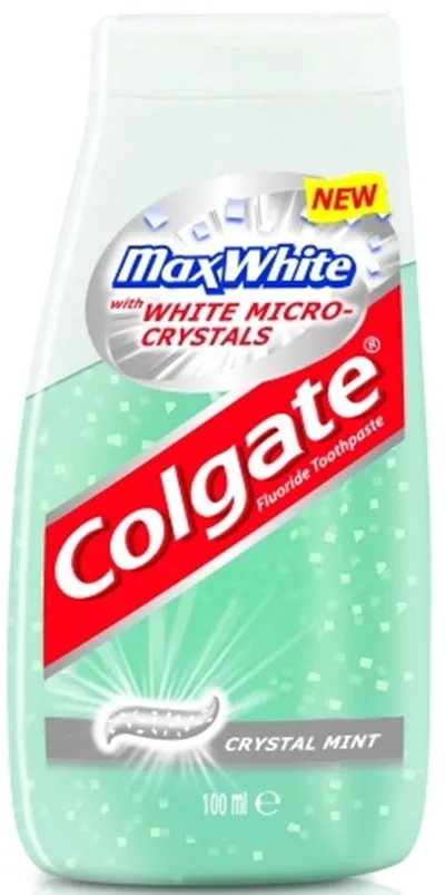 Colgate Max White, Pasta wybielająca i płyn wybielający 2w1 z mikro-kryształkami