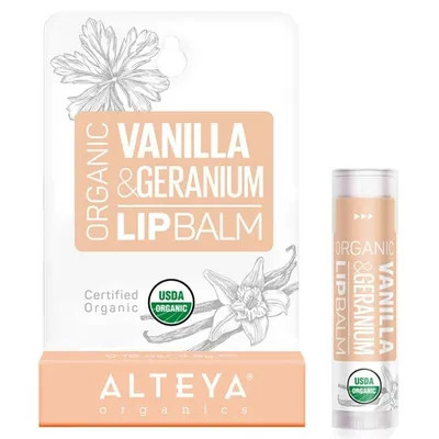 Alteya Organics Organic Lip Balm Vanilla & Geranium (Balsam do ust `Wanilia i geranium`)