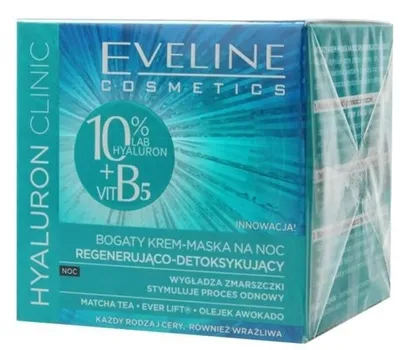 Eveline Cosmetics Hyaluron Clinic, Bogaty krem-maska na noc regenerująco-detoksykujący