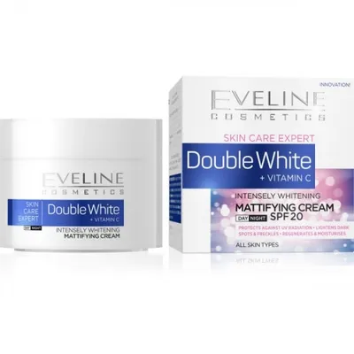 Eveline Cosmetics Skin Care Expert, Double White + Vitamin C, Intensely Whitening  Mattifying Cream SPF20 (Podwójnie wybielający krem ​​matujący SPF20)