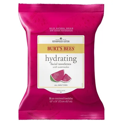 Burt's Bees Hydrating Facial Towelette with Watermelon (Nawilżające chusteczki do demakijażu o zapachu arbuza)