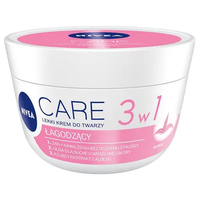 Nivea Care 3 w 1, Lekki krem do twarzy łagodzący