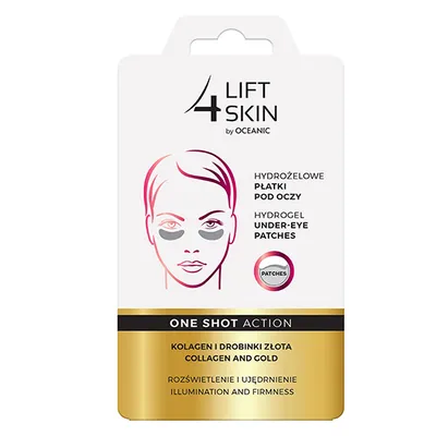 Lift4Skin One Shot Action, Hydrożelowe płatki pod oczy `Kolagen i drobinki złota`