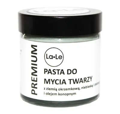La-Le Pasta do mycia twarzy z ziemią okrzemkową, niebieską i zieloną glinką i olejem konopnym