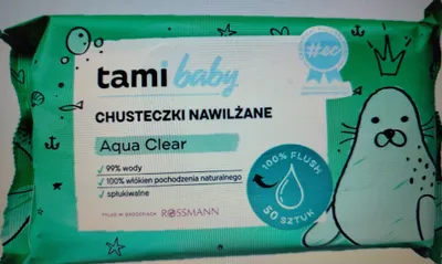 Tami Baby Aqua Clear, Chusteczki nawilżane  spłukiwane naturalnie biodegradowalne