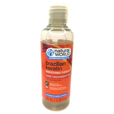 Natural World Brazilian Keratin Smoothing Therapy Hair Treatment Oil (Wygładzający olejek z keratyną)