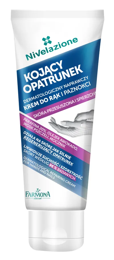 Nivelazione Kojący opatrunek, Dermatologiczny, naprawczy krem regenerujący do rąk i paznokci