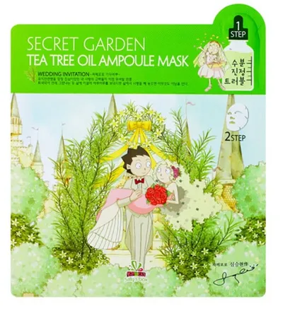 Love Recipe Secret Garden, Tea Tree Oil Ampoule Mask (Maska w płachcie `Zielona herbata`)