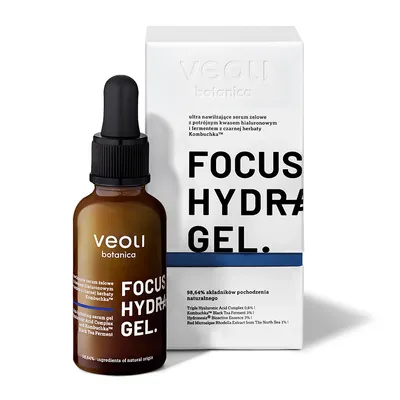 Veoli Botanica Focus Hydration Gel (Ultra nawilżające serum żelowe z potrójnym kwasem hialuronowym i fermentem z czarnej herbaty Kombuchka)