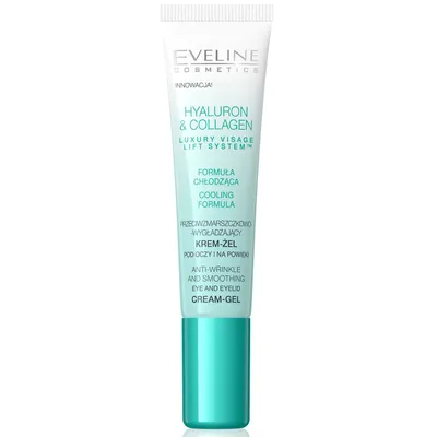 Eveline Cosmetics Hyaluron & Collagen, Przeciwzmarszczkowo-wygładzający krem-żel pod oczy i na powieki