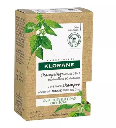 Klorane Mask Shampoo Powder with Nettle and Clay (Oczyszczająca maska myjąca w pudrze `Pokrzywa i glinka`)