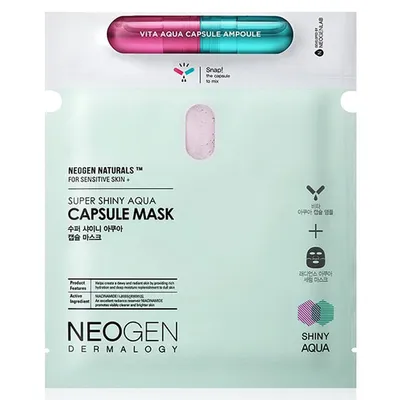 Neogen Dermalogy, Super Shiny Aqua Capsule Mask (Rozświetlająca maseczka z ampułką)