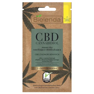 Bielenda CBD Cannabidiol, Maseczka nawilżająco-detoksykująca z CBD z konopi siewnych cera mieszana / tłusta