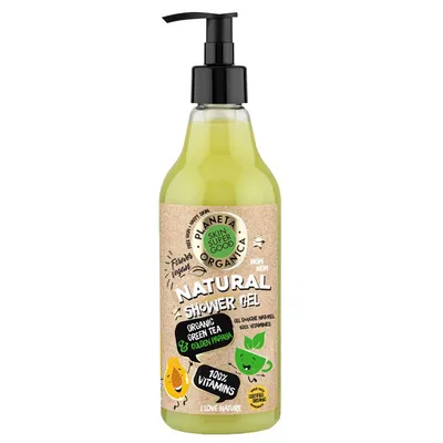 Planeta Organica Skin Super Good, Natural Shower Gel  Organic Green Tea and Golden Papaya (Naturalny żel pod prysznic `Zielona herbata i papaja`)
