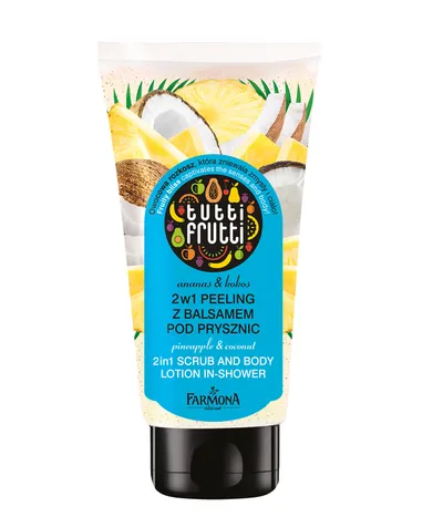 Tutti Frutti 2w1 peeling z balsamem pod prysznic `Ananas i kokos`