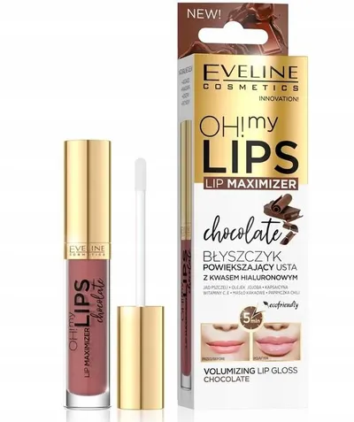 Eveline Cosmetics Oh! My Lips, Lip Maximizer Chocolate (Błyszczyk powiększający usta z kwasem hialuronowym `Czekolada`)