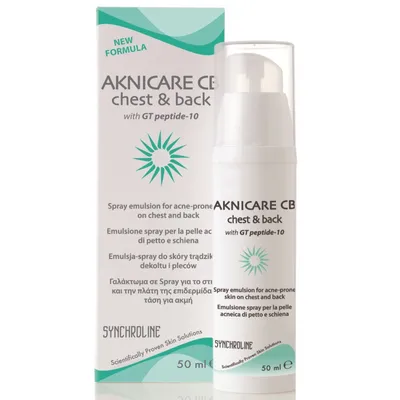 Synchroline Aknicare, CB Chest & Back (Preparat w sprayu do stosowania na skórę pleców i dekoltu)