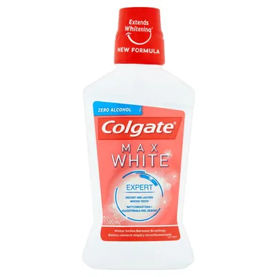 Colgate Max White Expert Zero Alcohol, Płyn do płukania jamy ustnej `Natychmiastowa i długotrwała biel zębów `