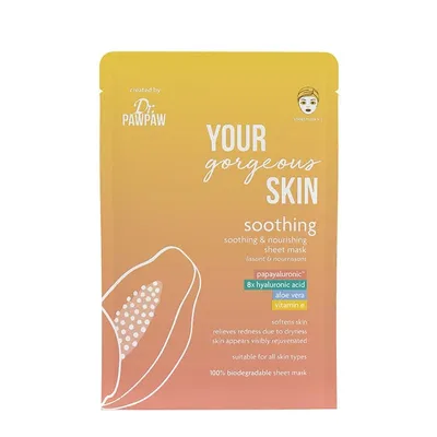 Dr Paw Paw Your Gorgeous Skin, Soothing Sheet Mask (Kojąca maska do twarzy w płachcie)