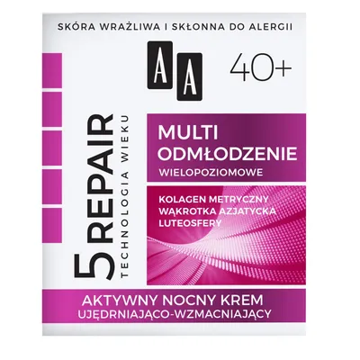 AA Technologia Wieku 5 Repair,  Aktywny nocny krem ujędrniająco-wzmacniający 40+ `Multi odmłodzenie`