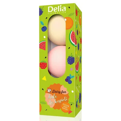 Delia Dairy Fun, Fizzing Bath Bombs (Musujące kule do kąpieli `Arbuz, owoce leśne, pomarańcza`)