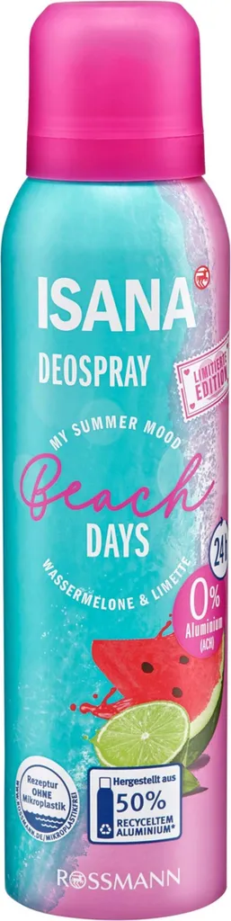 Isana Beach Days, My Summer Mood Deospray (Dezodorant  w sprayu o zapachu arbuza i limonki)