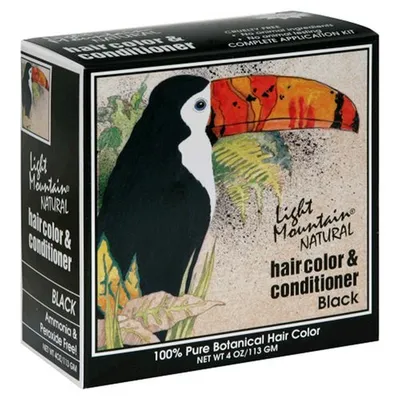 Light Mountain Natural Hair Color & Conditioner Black (Henna do włosów z odżywką `Tukan`)