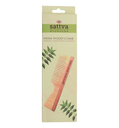 Sattva Ayurveda Neem Wood Comb Single 19 cm (Grzebień z drzewa miodli indyjskiej)