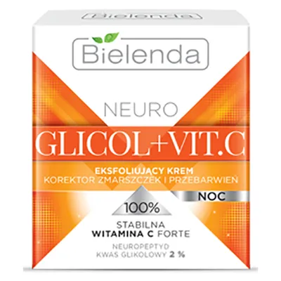 Bielenda Neuro Glicol + Vit. C, Eksfoliujący krem korektor zmarszczek i przebarwień na noc