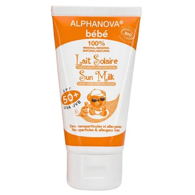 Alphanova Sante Bebe, Lait Solaire SPF50+ (Naturalny przeciwsłoneczny krem o wysokim filtrze spf 50+)