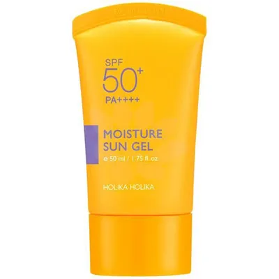 Holika Holika Moisture Sun Gel SPF 50 PA ++++ (Delikatny żel przeciwsłoneczny z wysokim filtrem UV bogaty w składniki naturalne.)