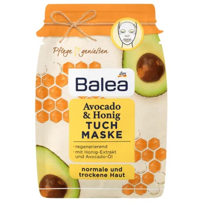 Balea Avocado & Honig Tuch Maske (Maska w płachcie z ekstraktem z miodu i olejem awokado)