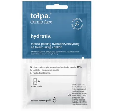Tołpa Dermo Face, Hydrativ, Maska-peeling hydroenzymatyczny na twarz, szyję i dekolt (nowa wersja)