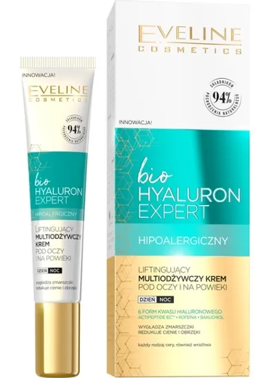 Eveline Cosmetics Bio Hyaluron Expert, Liftingujący multiodżywczy krem na okolice oczu i na powieki