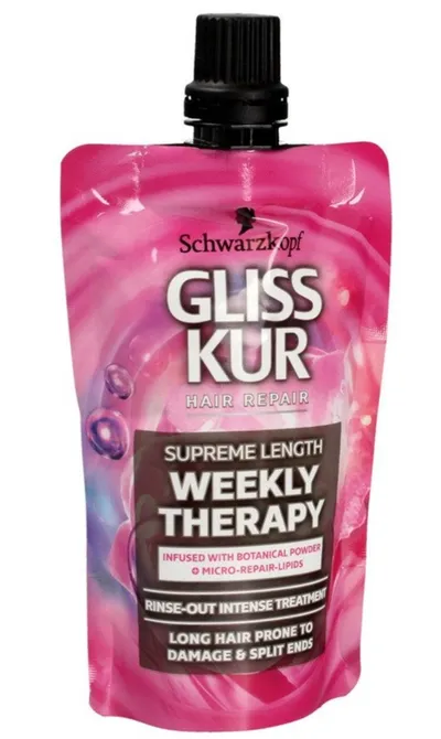 Schwarzkopf Gliss Kur Supreme Length, Weekly Therapy (Intensywna odżywka z regeneracyjnymi mikrolipidami i pudrem roślinnym)
