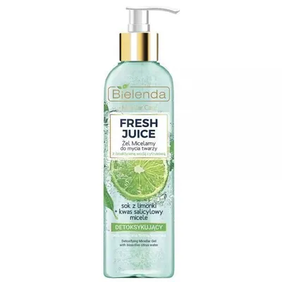 Bielenda Fresh Juice, Detoksykujący żel micelarny do mycia twarzy z bioaktywną wodą cytrusową `Sok z limonki + kwas salicylowy i micele`