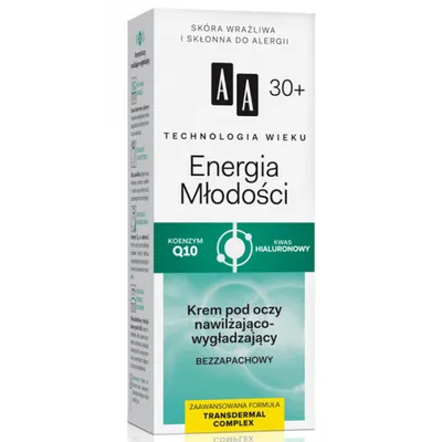 AA Technologia Wieku 30+, Energia Młodości, Krem pod oczy nawilżająco - wygładzający