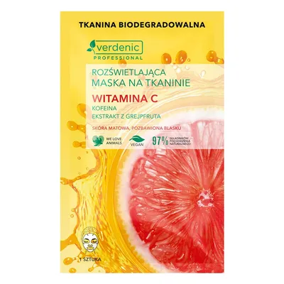 Verdenic Witamina C, Rozświetlająca maska na tkaninie
