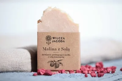 Wilcza Jagoda Oczyszczające mydło z solą himalajską i różową glinką, `Malina z Solą`