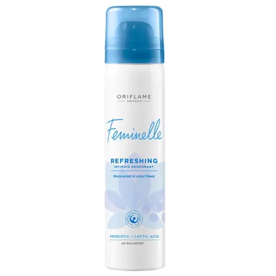 Oriflame Feminelle, Refreshing Intimate Deodorant (Odświeżający dezodorant do higieny intymnej z lotosem i czarną porzeczką)