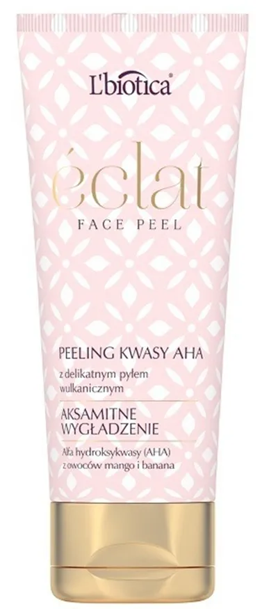 L'biotica Eclat Face Peel, Peeling kwasy AhA z delikatnym pyłem wulkanicznym `Aksamitne wygładzenie`