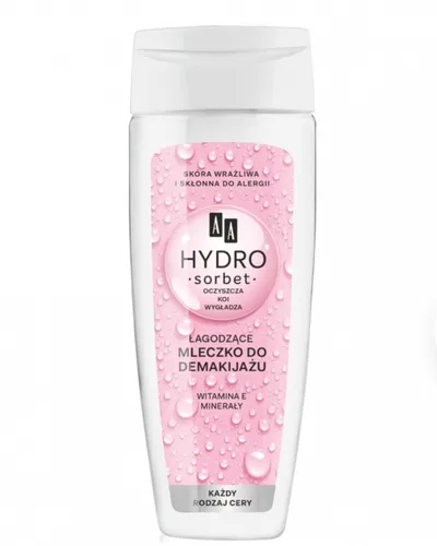 AA Hydro Sorbet, Łagodzące mleczko do demakijażu (nowa wersja)
