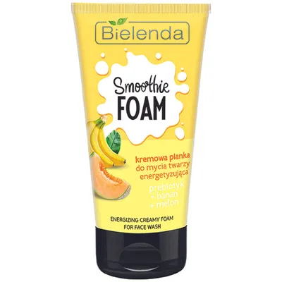 Bielenda Smoothie Foam, Kremowa pianka do mycia twarzy energetyzująca `Prebiotyk + banan + melon`
