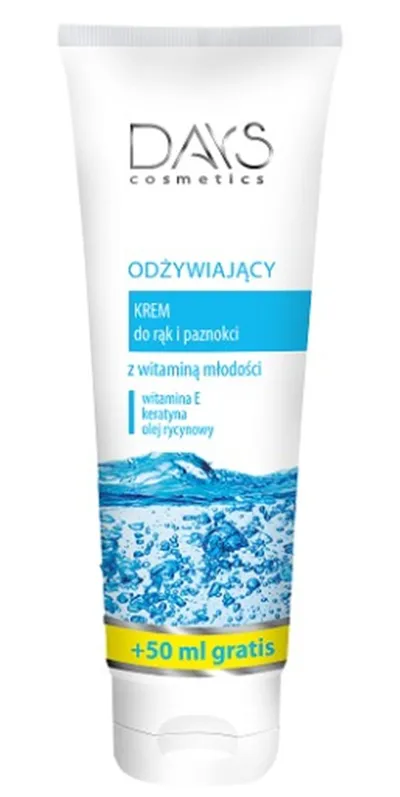 Days Cosmetics Odżywiający krem do rąk i paznokci z witaminą E , keratyną i olejem rycynowym