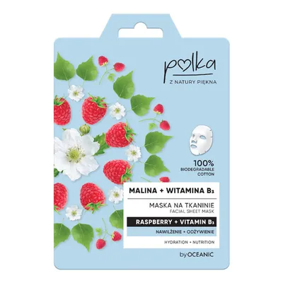Polka Maska na tkaninie `Malina + witamina B3`