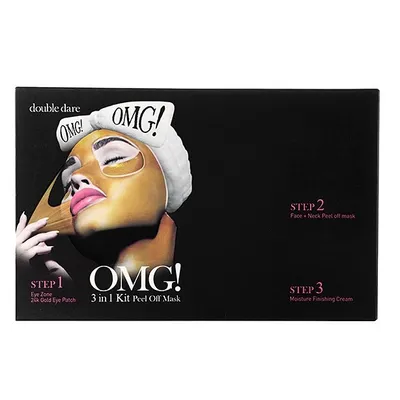 Double Dare OMG! 3 in 1 Kit Peel Off Mask (Trójskładnikowa maseczki w płacie do twarzy z 24-karatowego złota)