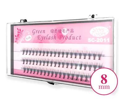 Stars Colors Green Eyelash Product Silk, Kępki rzęs 8 mm