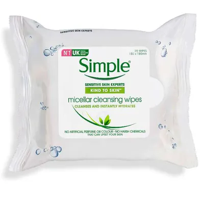 Simple Kind to Skin, Micellar Cleansing Wipes (Chusteczki do demakijażu)
