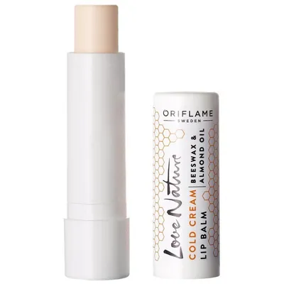 Oriflame Love Nature, Cold Cream Lip Balm Beeswax & Almond Oil (Ochronny balsam do ust z woskiem pszczelim i olejkiem migdałowym)