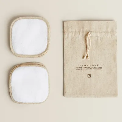 Zara Home, Reusable Make-up Remover Pads (Bawełniane płatki do demakijażu wielokrotnego użytku z lnianą obwódką)